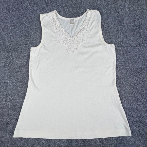 Christopher & Banks‎ Tank Top Cream Small Crochet Babydoll Y2K Boho Cottagecore - Picture 1 of 11